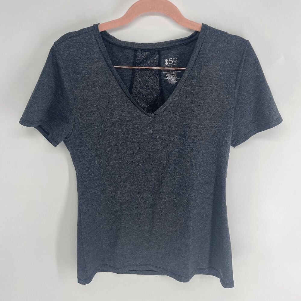 Splits59 Short Sleeve V Neck Slate Gray Space Dye Workout Shirt glitter Womens S